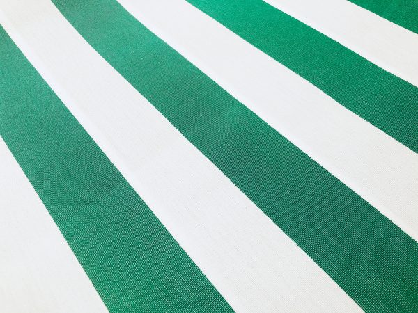 Emerald Green & White Striped DRALON Outdoor Fabric Acrylic Teflon Waterproof Upholstery Material For Cushion Gazebo Beach - 63"/160cm Wide - Image 3
