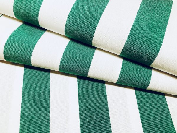 Emerald Green & White Striped DRALON Outdoor Fabric Acrylic Teflon Waterproof Upholstery Material For Cushion Gazebo Beach - 63"/160cm Wide - Image 4