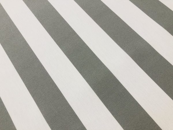 Light Grey & White Striped DRALON Outdoor Fabric Acrylic Teflon Waterproof Upholstery Material For Cushion Gazebo Beach - 63"/160cm Wide - Image 3