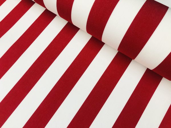 Red & White Striped DRALON Outdoor Fabric Acrylic Teflon Waterproof Upholstery Material For Cushion Gazebo Beach - 125"/320cm Wide - Image 2