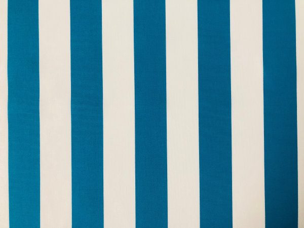 Turquoise & White Striped DRALON Outdoor Fabric Acrylic Teflon Waterproof Upholstery Material For Cushion Gazebo Beach - 63"/160cm Wide - Image 3