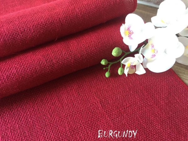 BURGUNDY Red Dyed HESSIAN 100% JUTE Fabric Sacking Material 10oz Fine Natural Burlap for Wedding, Table Runner, Curtains – 150cm or 59" Wide