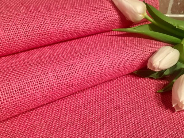 CANDY Pink Dyed HESSIAN 100% JUTE Fabric Sacking Material – 10oz Fine Natural Burlap for Wedding, Table Runner, Curtains – 150cm or 59" Wide