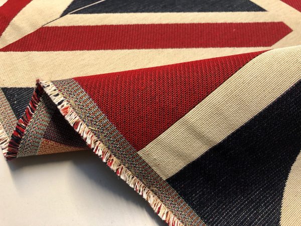 MEDIUM Union Jack Flag Retro Linen Look Heavy Jacquard Gobelin Upholstery Cotton Bag Cushion Panel Fabric UK Banner 70x47cm or 27''x18'' - Image 4