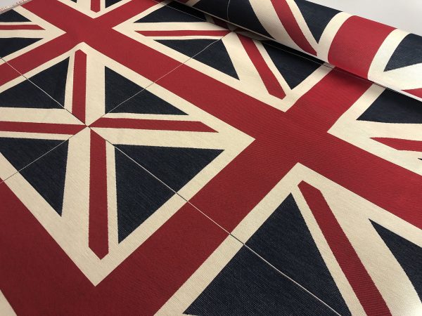 LARGE Union Jack Flag Retro Linen Look Heavy Jacquard Gobelin Upholstery Cotton Bag Cushion Panel Fabric UK Banner 70 X 49 cm or 27'' x 19''