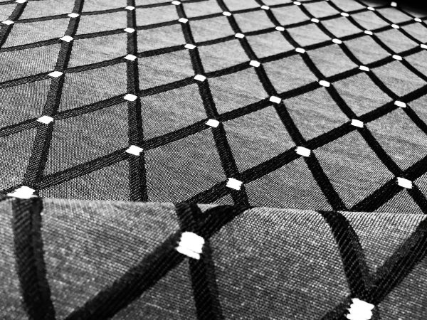 Linen Look BLACK Embroidered Rhombus Culla Fabric Furnishing Curtain Upholstery Dressmaking Cotton Lurex Material 55"/140cm Wide Canvas - Image 4