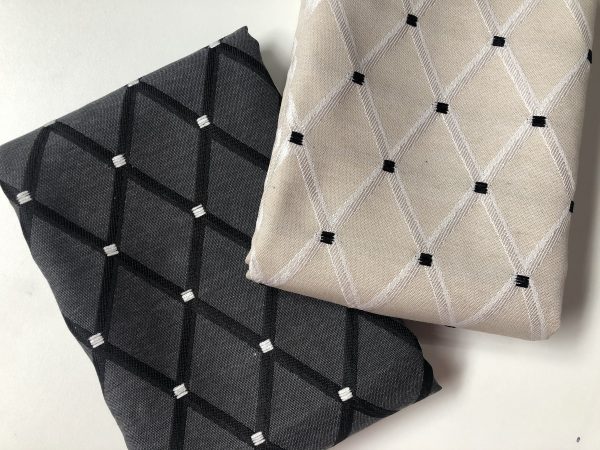 Linen Look BLACK Embroidered Rhombus Culla Fabric Furnishing Curtain Upholstery Dressmaking Cotton Lurex Material 55"/140cm Wide Canvas - Image 5