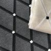 Linen Look BLACK Embroidered Rhombus Culla Fabric Furnishing Curtain Upholstery Dressmaking Cotton Lurex Material 55"/140cm Wide Canvas