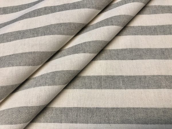 Linen Look White STRIPES Culla Fabric Furnishing Curtain Upholstery Dressmaking Cotton Material 110″/280cm EXTRA Wide Canvas - GREY - Image 3
