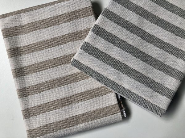 Linen Look White STRIPES Culla Fabric Furnishing Curtain Upholstery Dressmaking Cotton Material 110″/280cm EXTRA Wide Canvas - GREY - Image 6