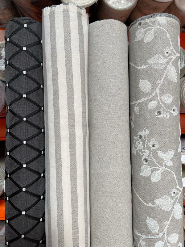 Linen Look White STRIPES Culla Fabric Furnishing Curtain Upholstery Dressmaking Cotton Material 110″/280cm EXTRA Wide Canvas - GREY - Image 10