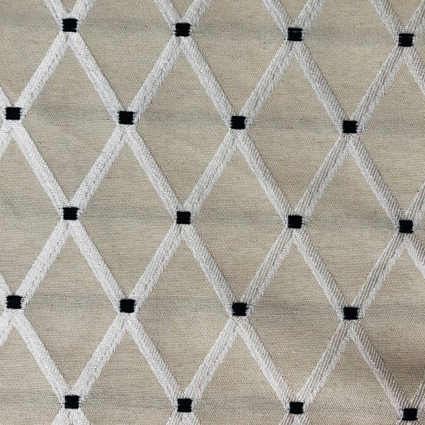 Linen Look NATURAL Embroidered Rhombus Culla Fabric Furnishing Curtain Upholstery Dressmaking Cotton Lurex Material 55"/140cm Wide Canvas - Image 3
