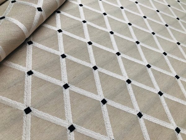 Linen Look NATURAL Embroidered Rhombus Culla Fabric Furnishing Curtain Upholstery Dressmaking Cotton Lurex Material 55"/140cm Wide Canvas - Image 5