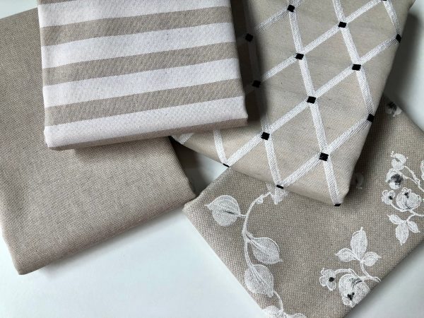 Linen Look NATURAL Embroidered Rhombus Culla Fabric Furnishing Curtain Upholstery Dressmaking Cotton Lurex Material 55"/140cm Wide Canvas - Image 6