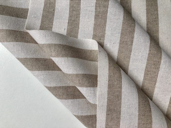 Linen Look White STRIPES Culla Fabric Furnishing Curtain Upholstery Dressmaking Cotton Material 55″/140cm Wide Canvas - NATURAL - Image 2