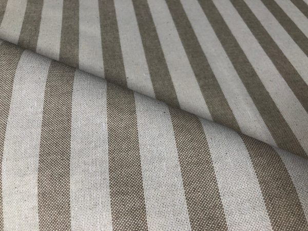 Linen Look White STRIPES Culla Fabric Furnishing Curtain Upholstery Dressmaking Cotton Material 55″/140cm Wide Canvas - NATURAL - Image 3