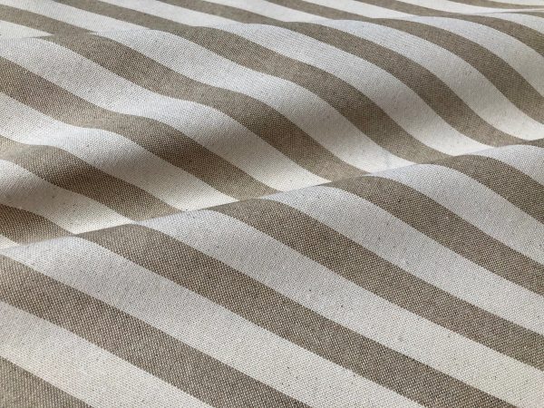 Linen Look White STRIPES Culla Fabric Furnishing Curtain Upholstery Dressmaking Cotton Material 55″/140cm Wide Canvas - NATURAL - Image 4