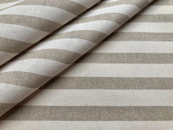 Linen Look White STRIPES Culla Fabric Furnishing Curtain Upholstery Dressmaking Cotton Material 55″/140cm Wide Canvas - NATURAL - Image 5