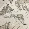 Teflon Waterproof World Map Tablecloth PU Coated Outdoor Fabric For Cushion, Gazebo, Tables, Beach – 55"/140cm Wide – GREY