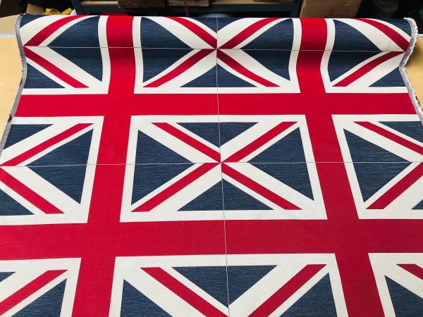 UK & USA Banner  Retro Flag Linen Look Heavy Jacquard Gobelin Upholstery Cotton Cushion Panel Fabric - Sold By The Panel - Image 2