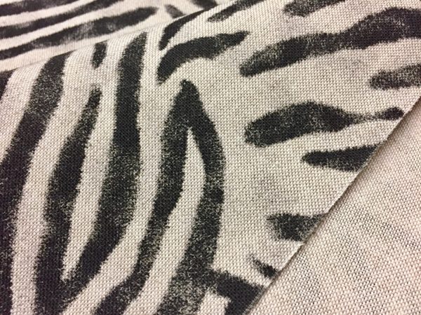 Zebra Black Stripes Print Designer Linen Look Cotton Fabric Furnishing Curtain Upholstery Dressmaking Material 110"/280cm EXTRA Wide - Image 2
