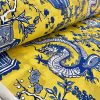 BLUE Chinese Dragon Fabric Asian Porcelain Motif Material Home Decor Curtain Upholstery 140cm or 55" wide – Mustard & Blue