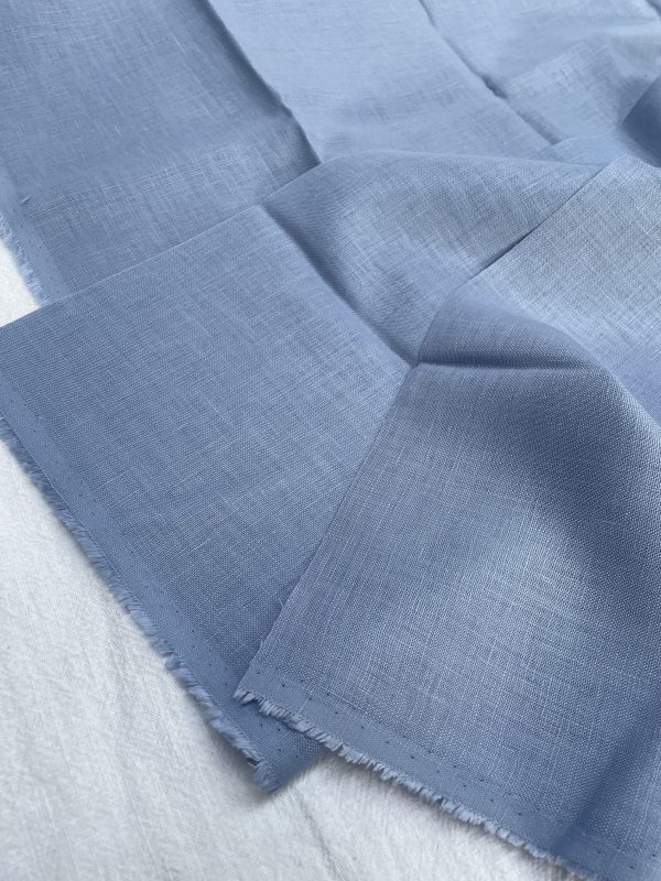 Pure Plain Soft Linen Fabric Material - 100% Linens Textile for Home Decor, Curtains, Clothes - 140cm wide - Plain DENIM BLUE - Image 2