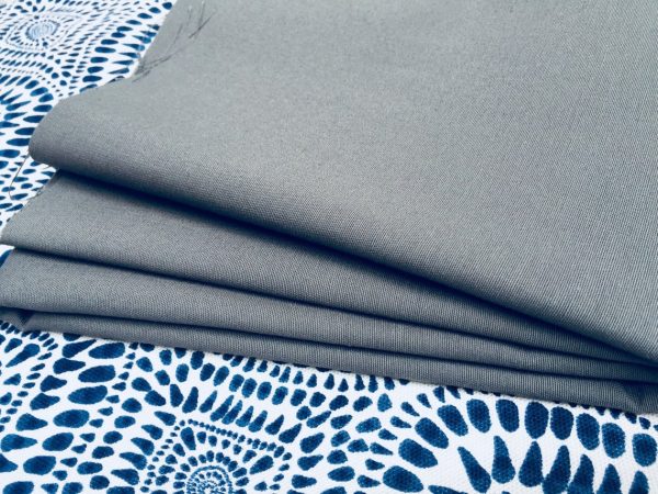 GREY Waterproof Outdoor Ottoman Fabric Soft Teflon Material Plain Colours For Cushion Gazebo Beach – 55"/140cm Wide Canvas