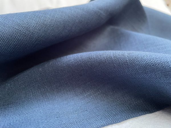 Pure Plain Soft Linen Fabric Material -  100% Linen for Home Decor, Curtains, Clothes - 140cm wide - Plain Navy Blue - Image 4