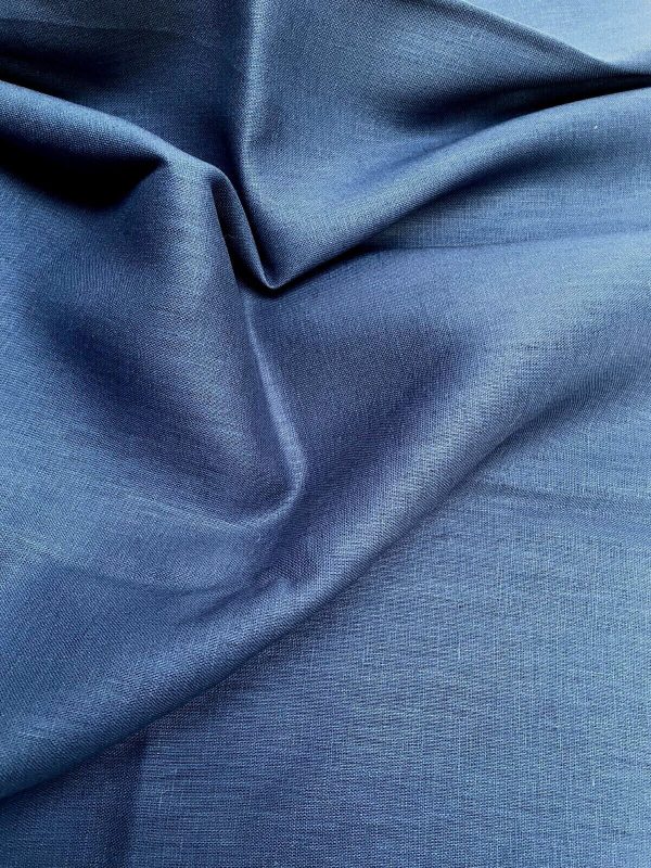 Pure Plain Soft Linen Fabric Material -  100% Linen for Home Decor, Curtains, Clothes - 140cm wide - Plain Navy Blue - Image 3