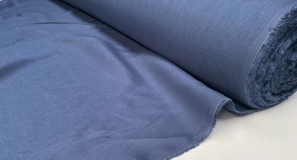 Pure Plain Soft Linen Fabric Material -  100% Linen for Home Decor, Curtains, Clothes - 140cm wide - Plain Navy Blue - Image 2