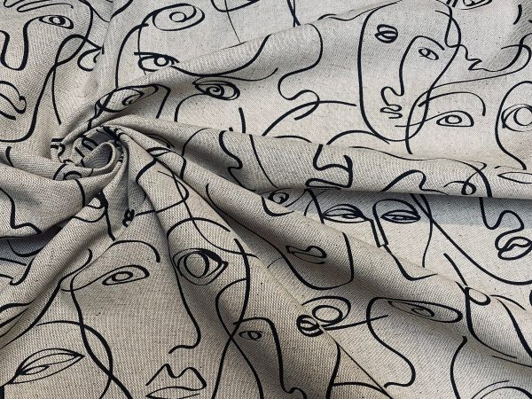 Picasso Faces Digitally Printed Fabric Furnishing Curtain Upholstery Dressmaking Cotton Material 55"/140cm Wide Canvas - Image 3