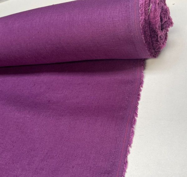 Pure Plain Soft Linen Fabric Material -  100% Linens Textile for Home Decor, Curtains, Clothes - 140cm wide - Plain PURPLE - Image 3