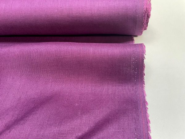 Pure Plain Soft Linen Fabric Material -  100% Linens Textile for Home Decor, Curtains, Clothes - 140cm wide - Plain PURPLE - Image 2