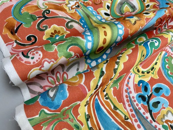 RED Paisley Fabric Summer Digitally Printed Floral Material Home Decor Curtain Upholstery 140cm or 55" wide - Multicoloured - Image 2