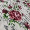 Red Peony Love Letter Cotton Linen Blend Fabric Natural Vintage Rose Printed Material Home Decor Curtain Upholstery- 59"/150cm Wide Canvas