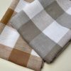 Gingham Checked Linen Fabric Plaid Material Buffalo Check Yarn Dressmaking, Curtains – 150cm wide – TAUPE Brown & WHITE Checks