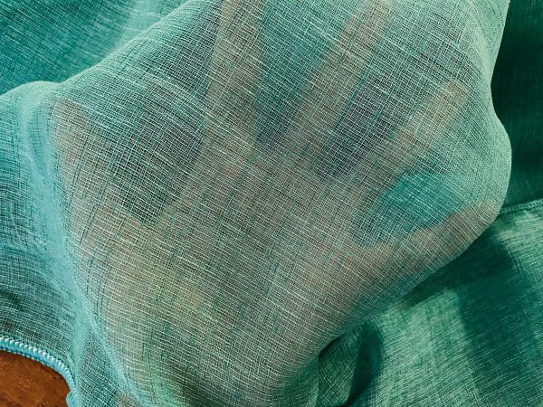JADE TURQUOISE Inbetween Voile Tulle Organza Fabric Linen Look Sheer Curtains Net With Lead Cord Weight Base - 280cm EXTRA Wide - Image 2