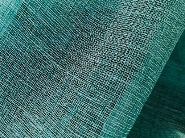 JADE TURQUOISE Inbetween Voile Tulle Organza Fabric Linen Look Sheer Curtains Net With Lead Cord Weight Base - 280cm EXTRA Wide - Image 4