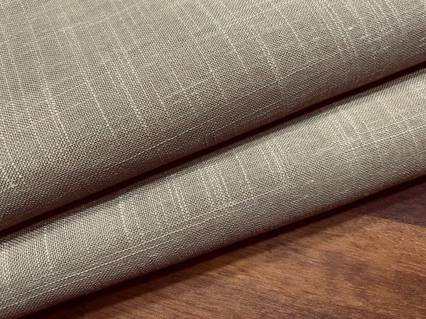 TAUPE Beige Inbetween Voile Tulle Organza Fabric Linen Look Sheer Curtains Net With Lead Cord Weight Base - 280cm EXTRA Wide - Image 3