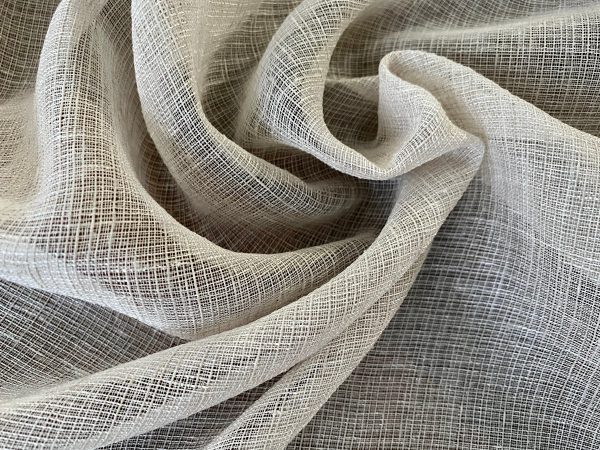 TAUPE GREY Inbetween Voile Tulle Organza Fabric Linen Look Sheer Curtains Net With Lead Cord Weight Base – 280cm EXTRA Wide
