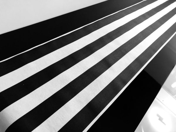 WHITE Striped Teflon Table Runner For Events, Weddings, Home decor, Water Repellent - 12'' wide - Any Length - Image 5