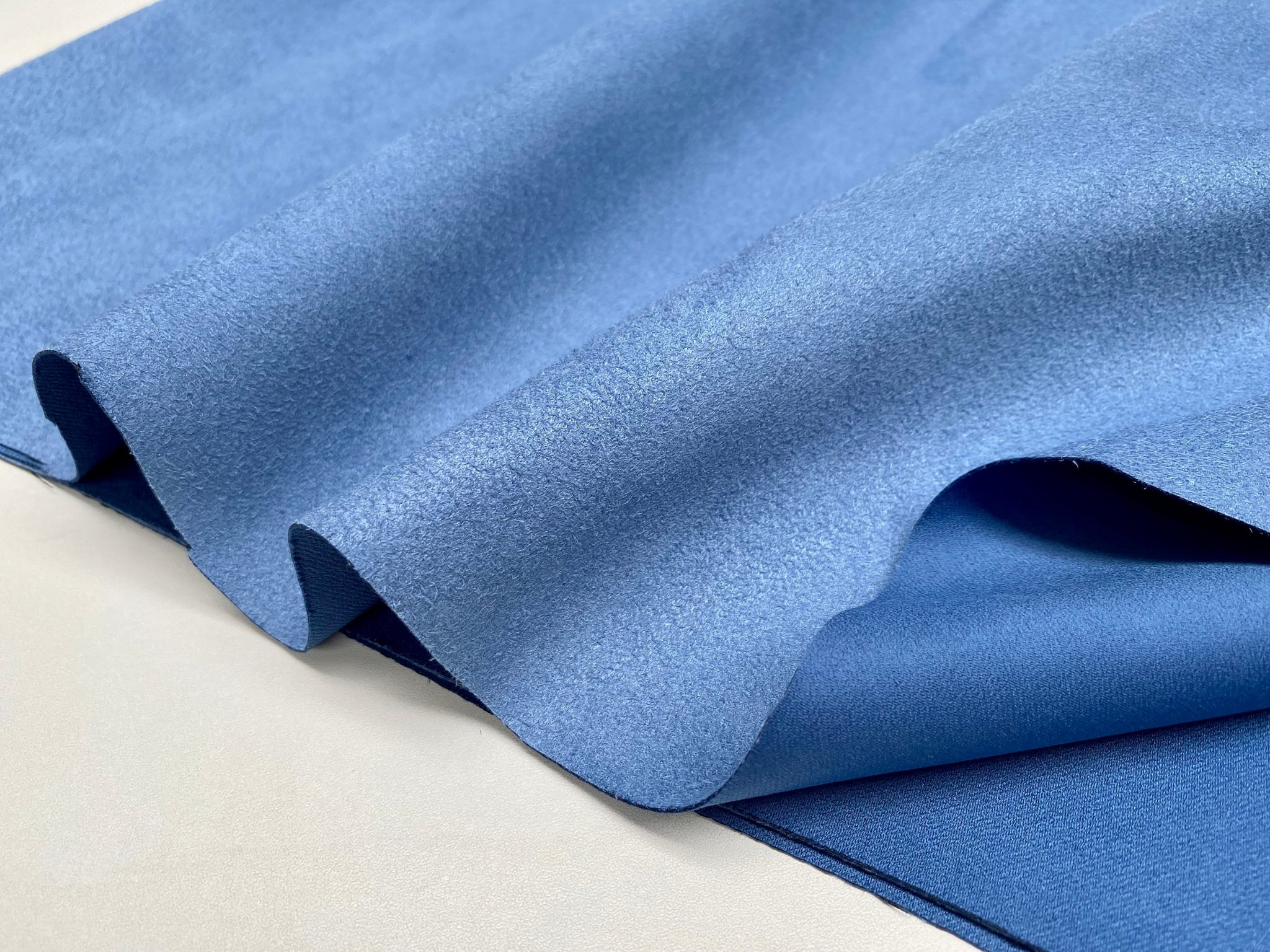 Blue BLACKOUT Faux Suede Polyester Fabric For Curtains Upholstery ...