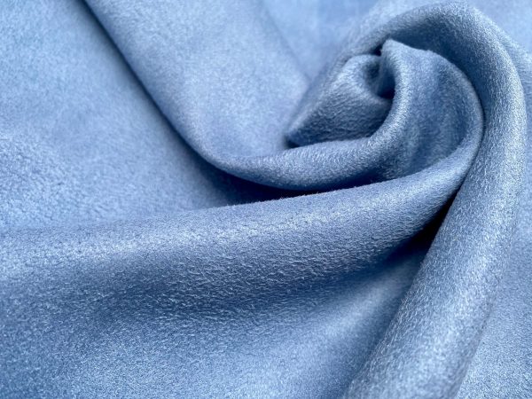 Blue BLACKOUT Faux Suede Polyester Fabric For Curtains Upholstery Material - 110"/280cm EXTRA Wide - Image 2