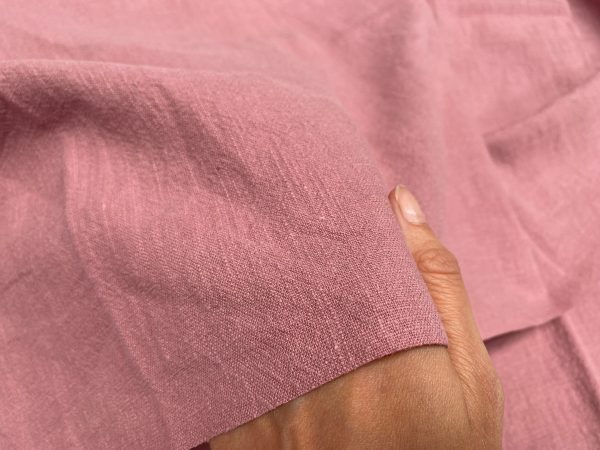 Dusty Pink Stone Washed Pure Plain Linen Fabric Material – 100% Linens Home Decor Bedding Clothes Curtains – 55″ 140cm Wide