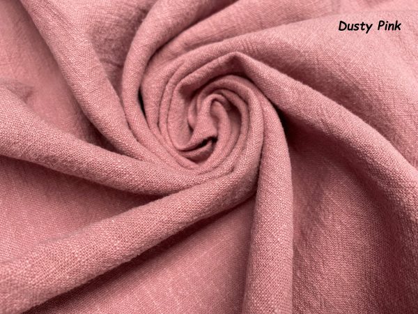 Dusty Pink Stone Washed Pure Plain Linen Fabric Material - 100% Linens Home Decor Bedding Clothes Curtains - 55" 140cm Wide - Image 2