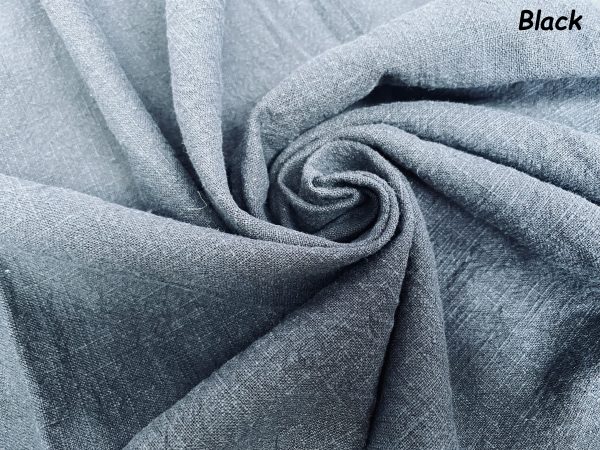 Black Stone Washed Pure Plain Linen Fabric Material - 100% Linens Home Decor Bedding Clothes Curtains - 55" 140cm Wide - Image 2