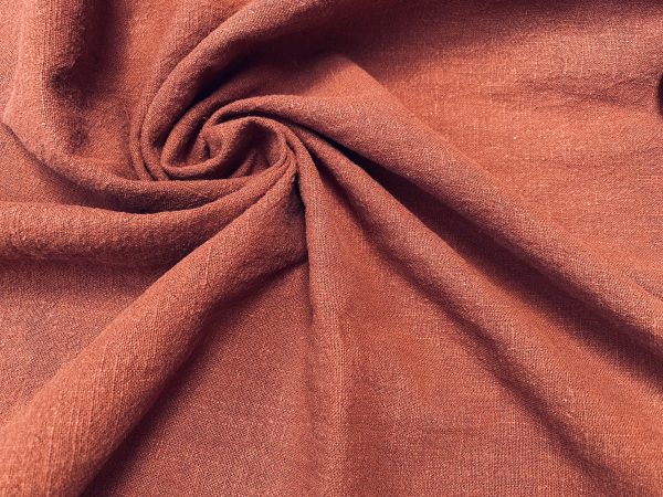 Burgundy Red Stone Washed Pure Plain Linen Fabric Material - 100% Linens Home Decor Bedding Clothes Curtains - 55" 140cm Wide - Image 2