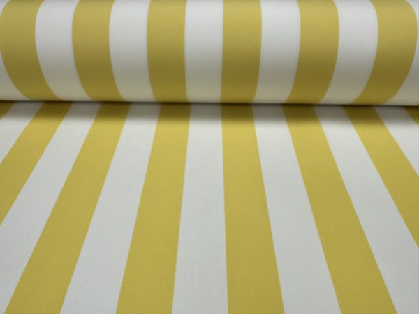 Yellow & White Striped DRALON Outdoor Fabric Acrylic Teflon Waterproof Upholstery Material For Cushion Gazebo Beach - 125"/320cm Wide - Image 2