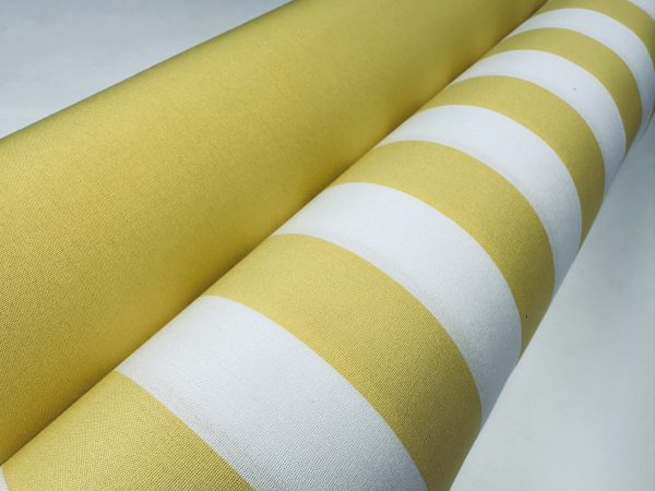 Yellow & White Striped DRALON Outdoor Fabric Acrylic Teflon Waterproof Upholstery Material For Cushion Gazebo Beach - 125"/320cm Wide - Image 4